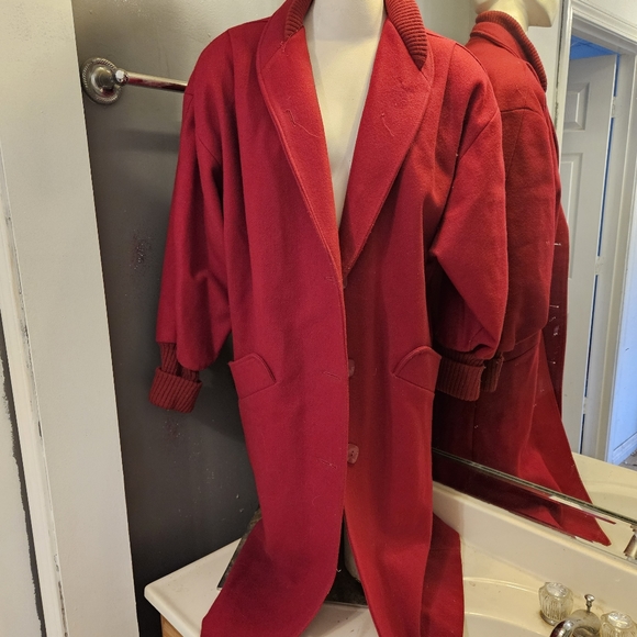 Vintage Rare Red Trench Coat Sz M/L Andover Fabric ForstMann - Picture 10 of 10